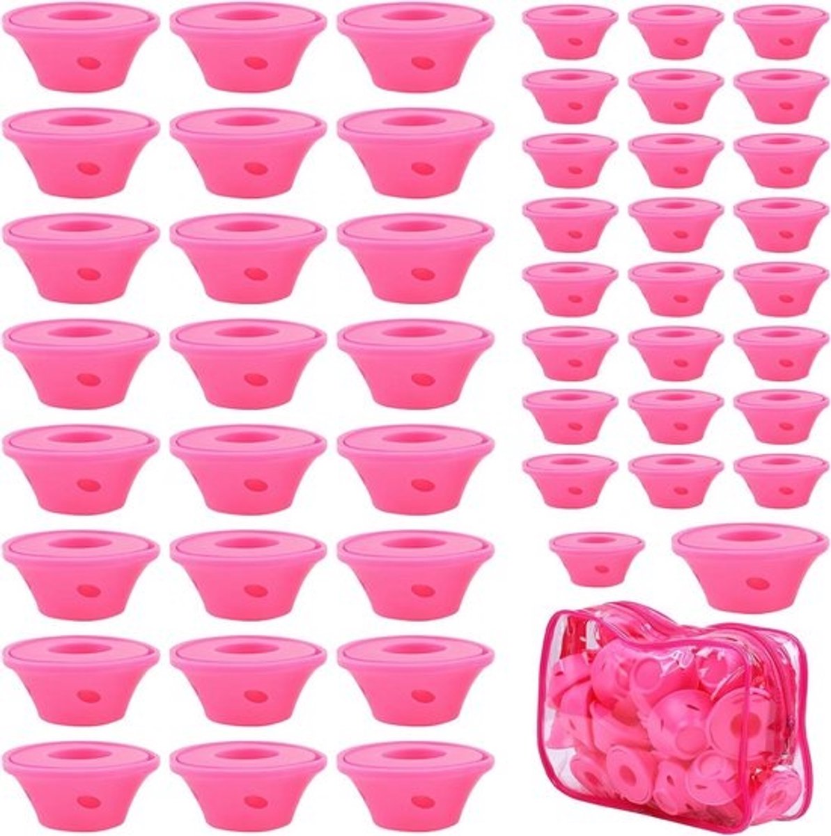 Siliconen Haarrollers - Zachte Krulspelden - Haar Krullen - Zonder Hitte - 50 Stuks - Roze