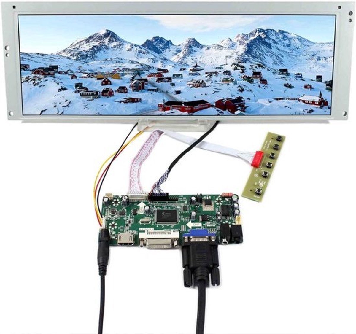 14,9 Inch TFT LCD Scherm 1280x390 met VGA DVI Controller Kaart