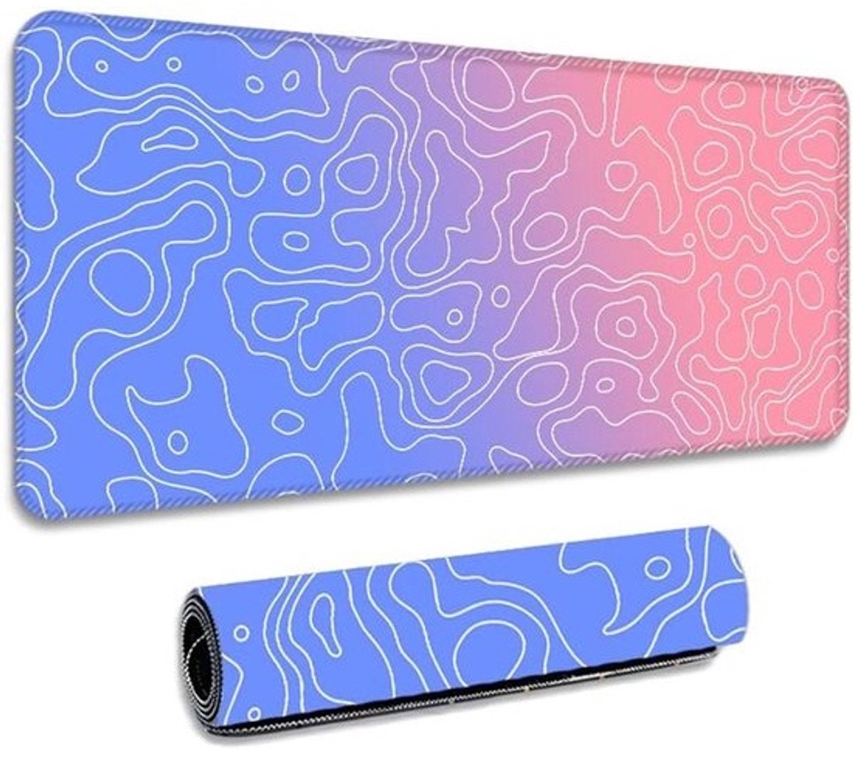 Grote Muismat - Bureauonderlegger Mat - Productief Werken - Antislip Basis - 900x400 mm - Blauw Roze