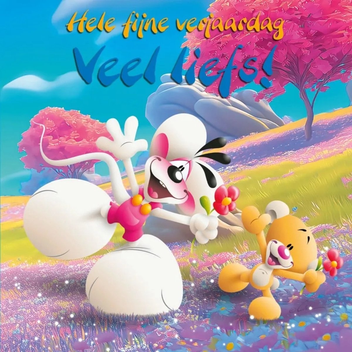 Diddl - 3d- hologram wenskaart - Hele fijne verjaardag Veel liefs!