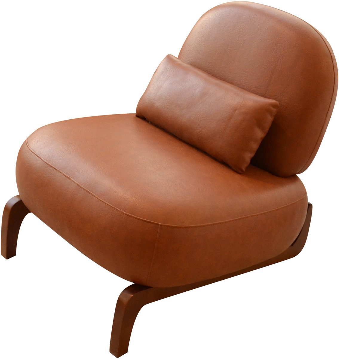 in& out door furniture Schattige accentstoel met massief houten poten, fluwelen woonkamerstoel met zacht kussen, gezellige slaapkamerstoel, comfortabele armloze leesstoel voor appartement, wachtkamer, balkon- Burin Kunstleer
