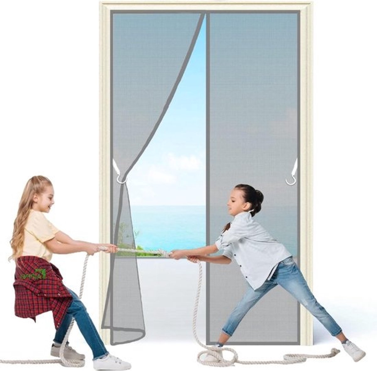 Magnetische Hordeur - Insectenhor Deur Horrengaas - Insecten Buiten Houden - Automatische Sluiting - 135x260 cm - Grijs