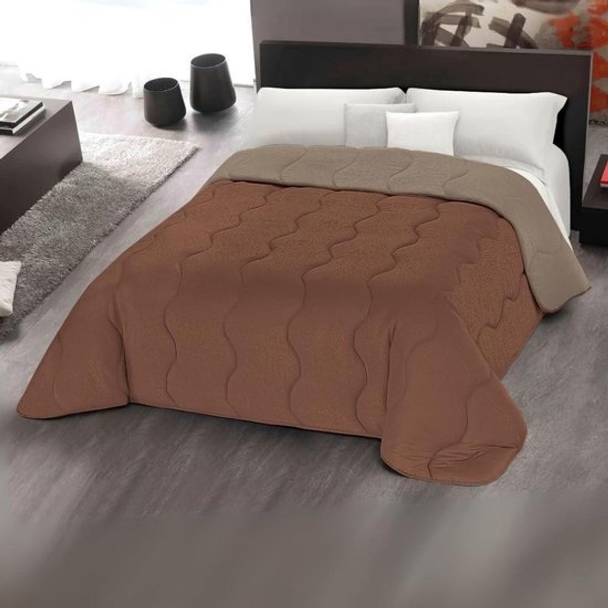 Sprei Microvezel - Deken Plaid - Warmte en Comfort - Dubbelzijdig Ontwerp - 245x265 cm - Bruin Camel