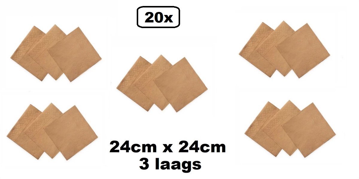 20 stuks Servetten rosegoud 24cm x 24cm - 3 laags - Party Cocktail servet diner eten knoeien restaurant BBQ thema feest verjaardag feest