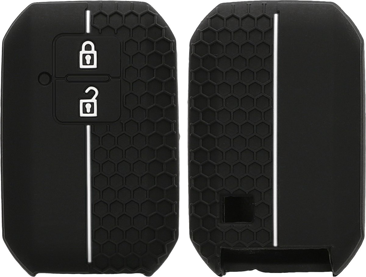 kwmobile autosleutel hoesje geschikt voor Suzuki 2-knops autosleutel Keyless Go hoes - Siliconen autosleutel behuizing - Auto sleutel case met honingraat - Sleuteletui in zwart / wit