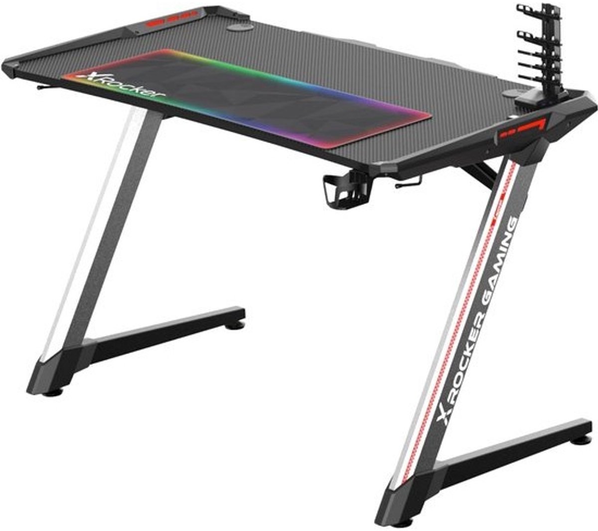 Gamingtafel 120 x 60 cm met RGB-ledverlichting en ergonomisch design