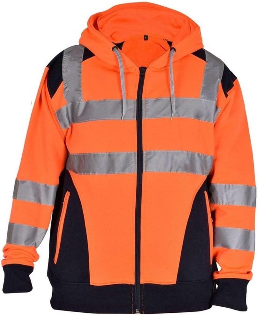 Hi-Vis Hoodie Werkjack met Rits Sweater voor Heren en Dames - Veiligheidsvest Kleding