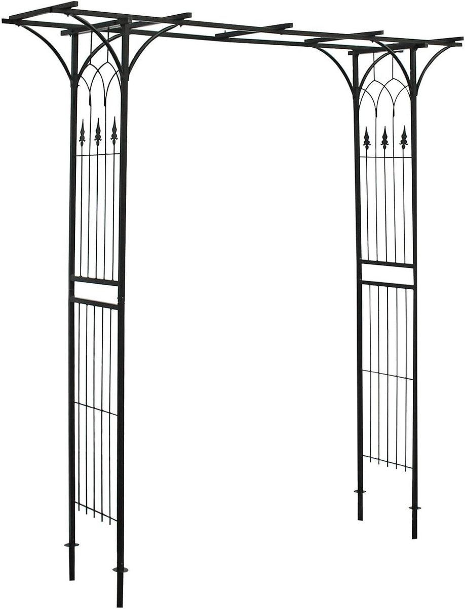 Rozenboog - Klimhulp Tuin - Planten Steunen - Stalen Frame - 208 cm Hoog - Zwart