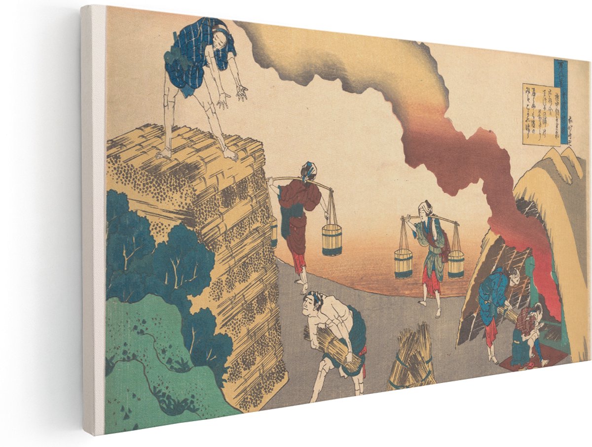 Artaza Canvas Schilderij Oosterse Scene - 160x80 cm - Groot - Wanddecoratie Japan - Muurdecoratie Vintage Landschap - Schilderijen Op Canvas