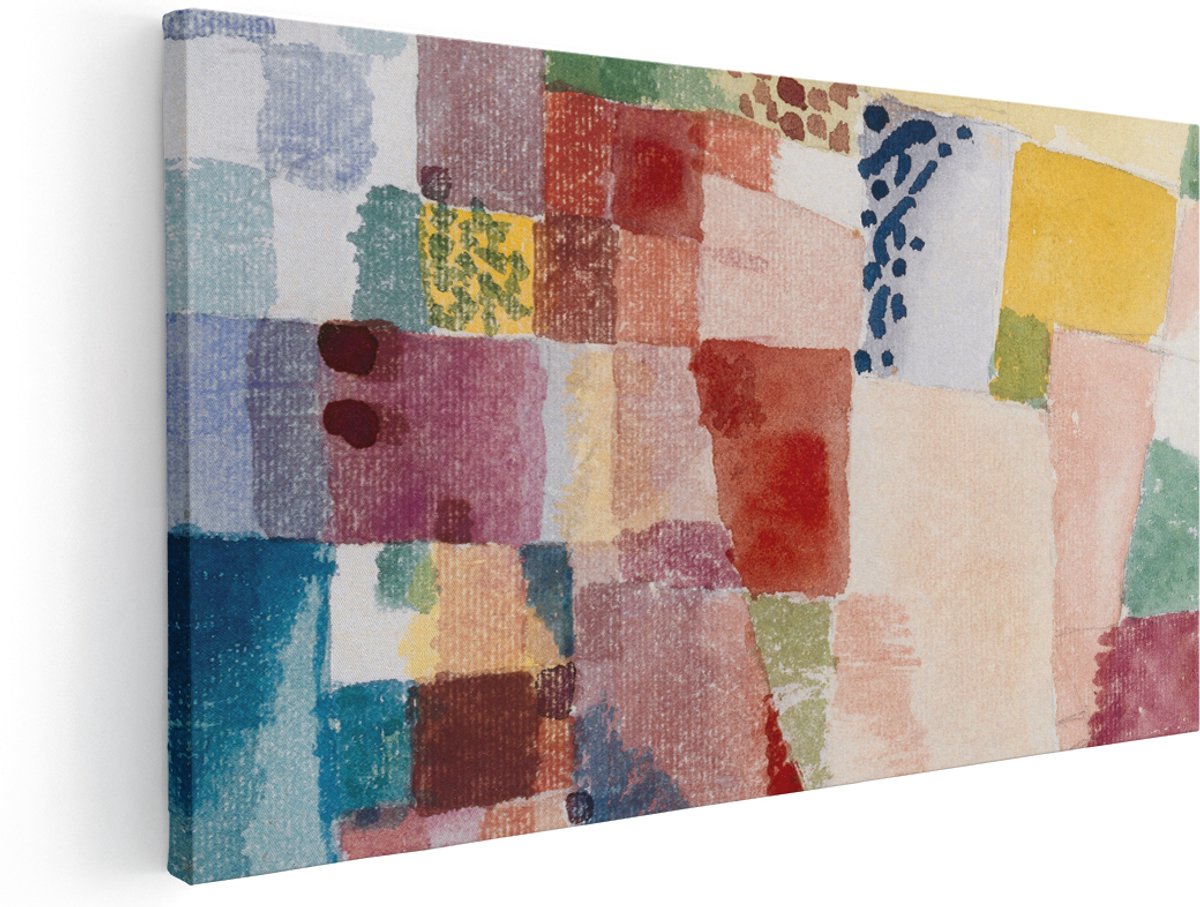 Artaza Canvas Schilderij Abstracte Kunst - 160x80 cm - Groot - Wanddecoratie Geometrisch - Muurdecoratie Modern - Decoratie Kleurrijk Woonkamer - Kamer Accessoires