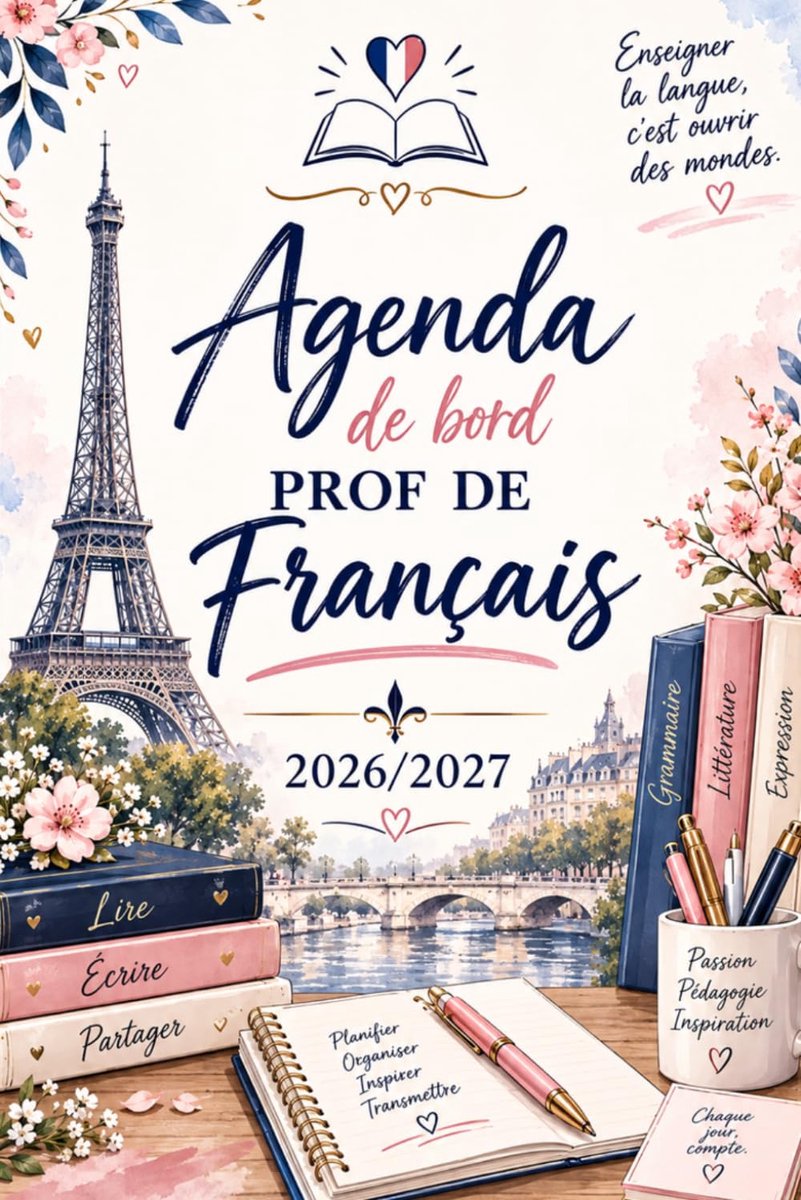 Agenda de bord professeur de Français 2026/2027: Planificateur pédagogique 2026-2027 pour professeur de Français - ShopVlot