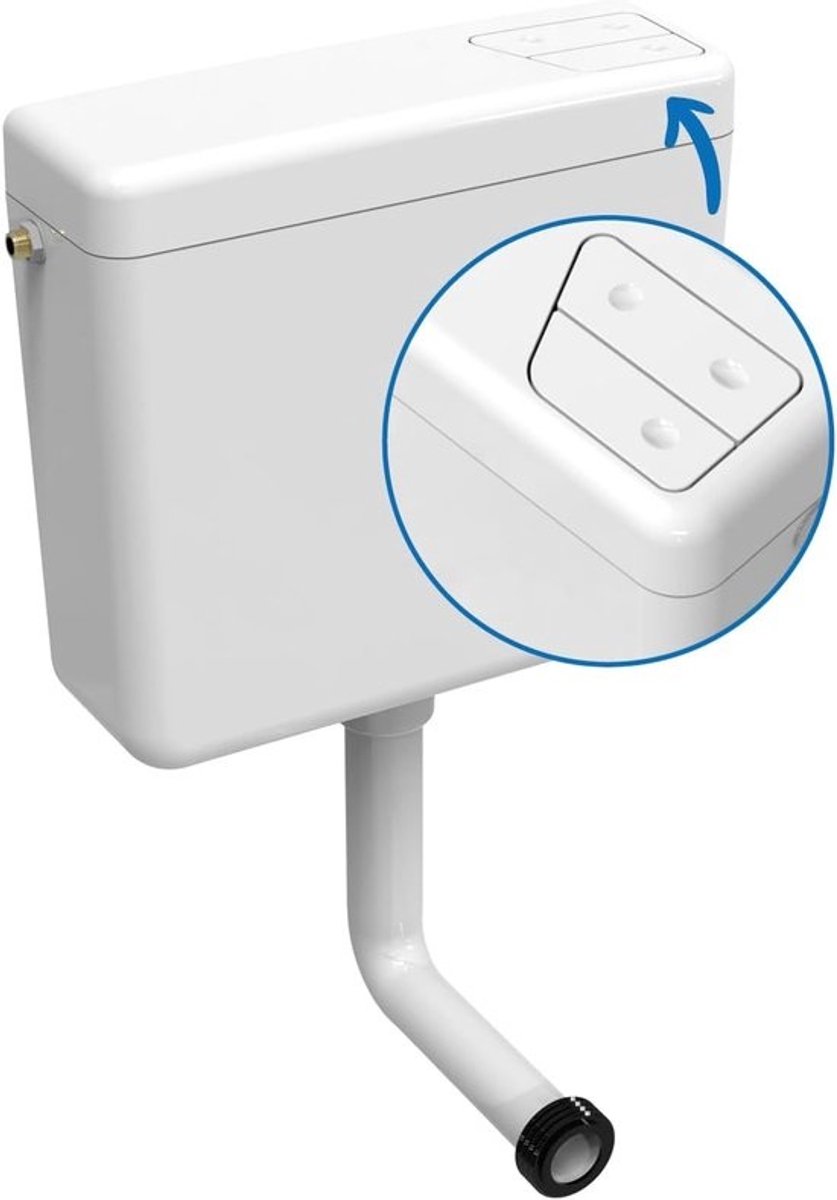 Spoelbak met 2 spoelingen - Waterbesparend reservoir - Toilet reparatie - Universeel compatibel - 6/9 liter - Wit