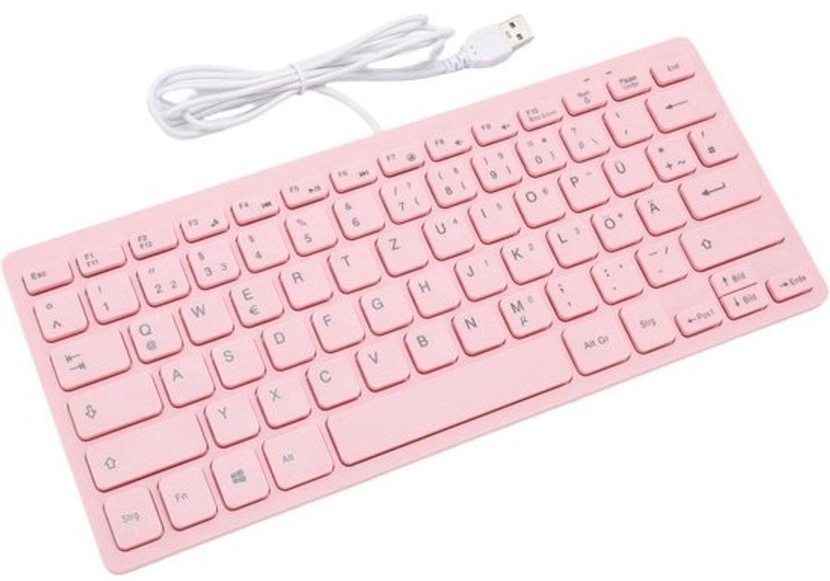Stil USB Toetsenbord - Compact Toetsenbord - Gaming Werk - Antislip Voetjes - 78 Toetsen - Roze