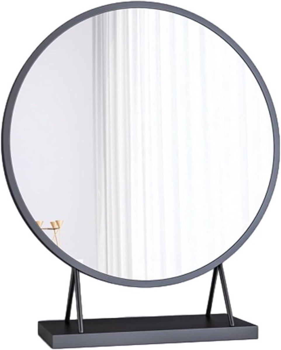 Verstelbare bureauspiegel - Make-up spiegel - Dagelijks gebruik - Stabiele standaard - 40 cm diameter - Zwart