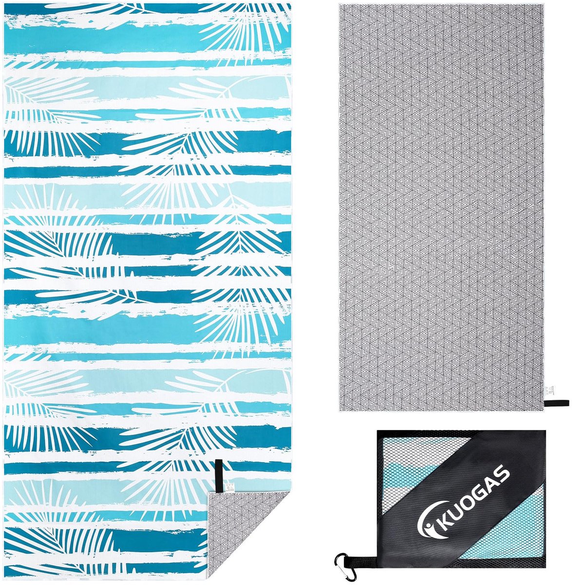 KUOGAS Strandhanddoek, XXL, 200 x 100 cm, grote, sneldrogende microvezelhanddoek, zandvrije badhanddoek - ShopVlot