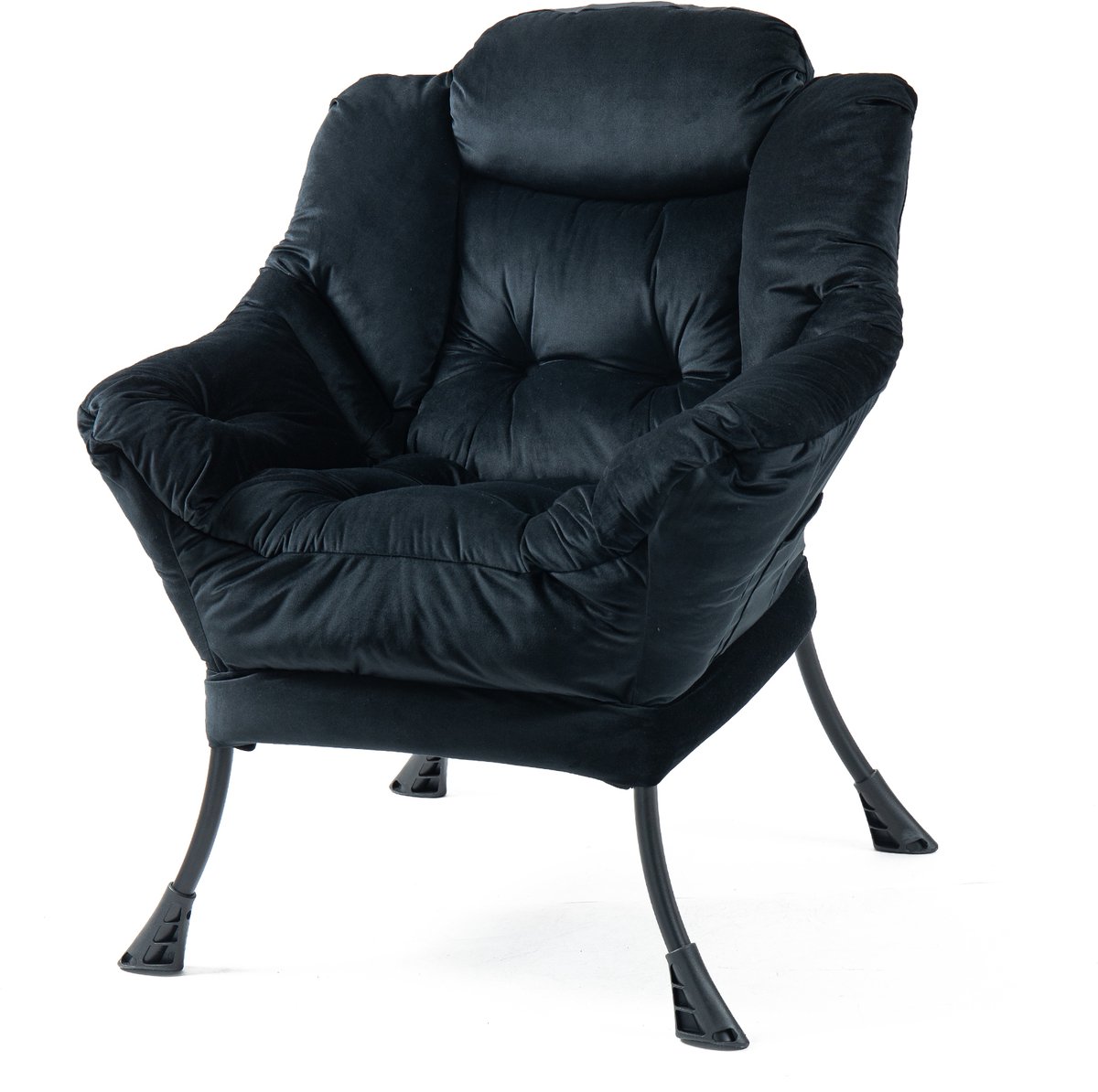 Relaxstoel met metalen frame - Luie stoel met zijvak - Ergonomische neksteun - Afneembare hoes - 8,5 kg - Comfortabele stoel voor woonkamer - 75x80x85 cm