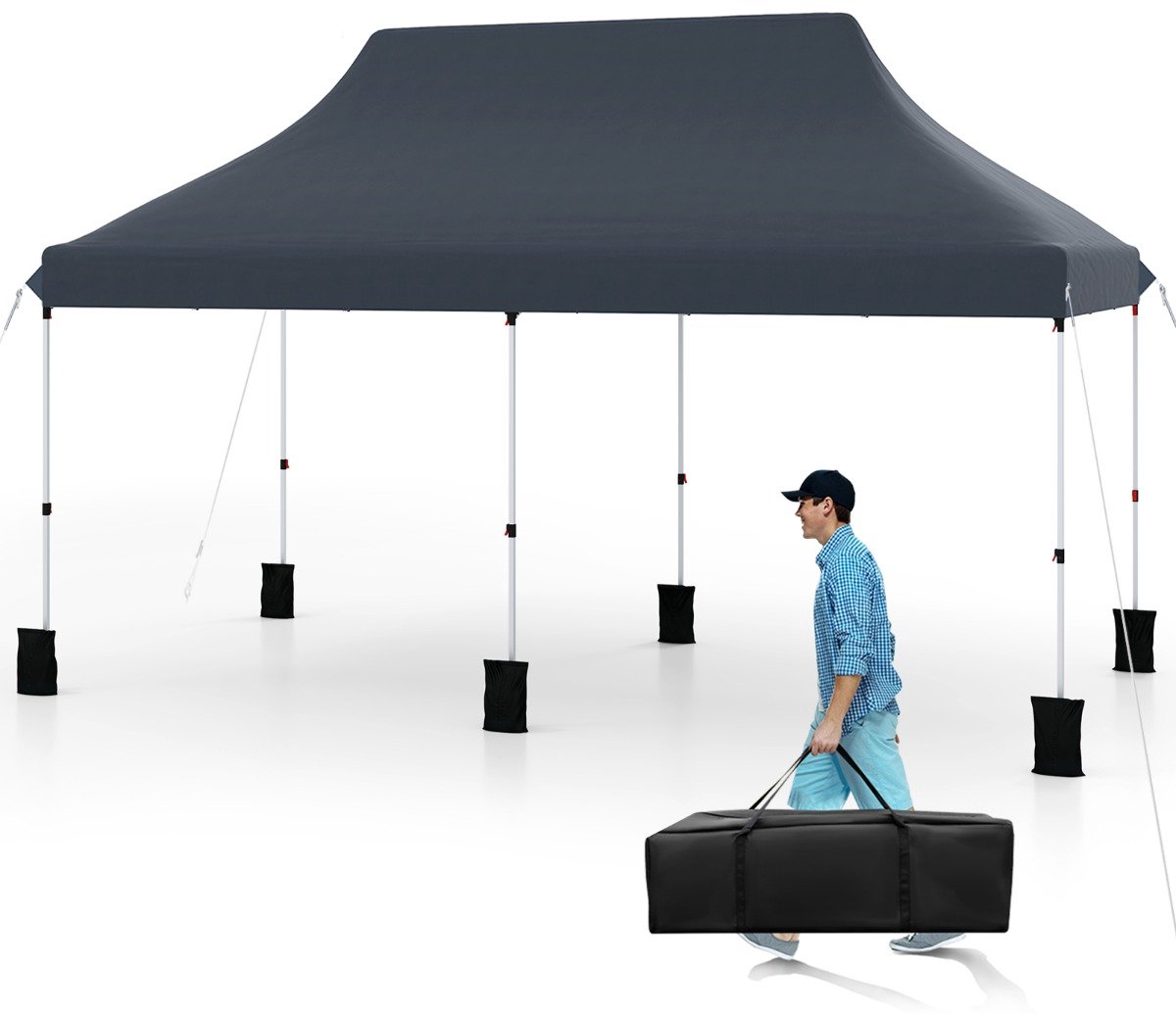 SureDeal® - Partytent - Uitschuifbare Tent Waterdichte - Draagtas Zonwering Stevig - Terras Strand Bruiloft - 600x300x296 cm - Donkerbruin