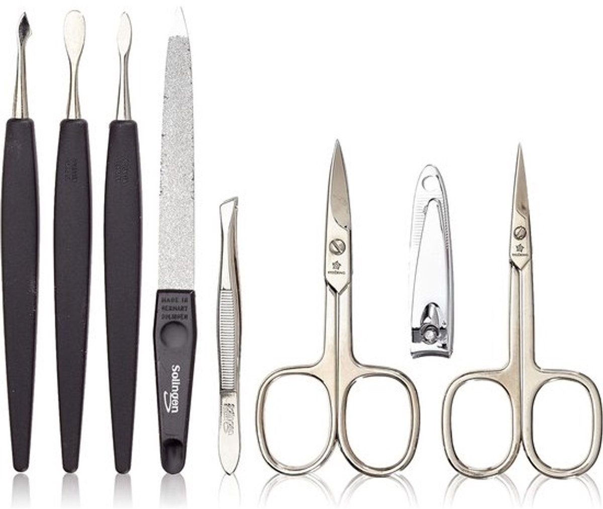 Manicure etui - Nagelverzorging set - Persoonlijke verzorging - 8-delige basis vulling - 21 x 13 cm - Donkerbruin