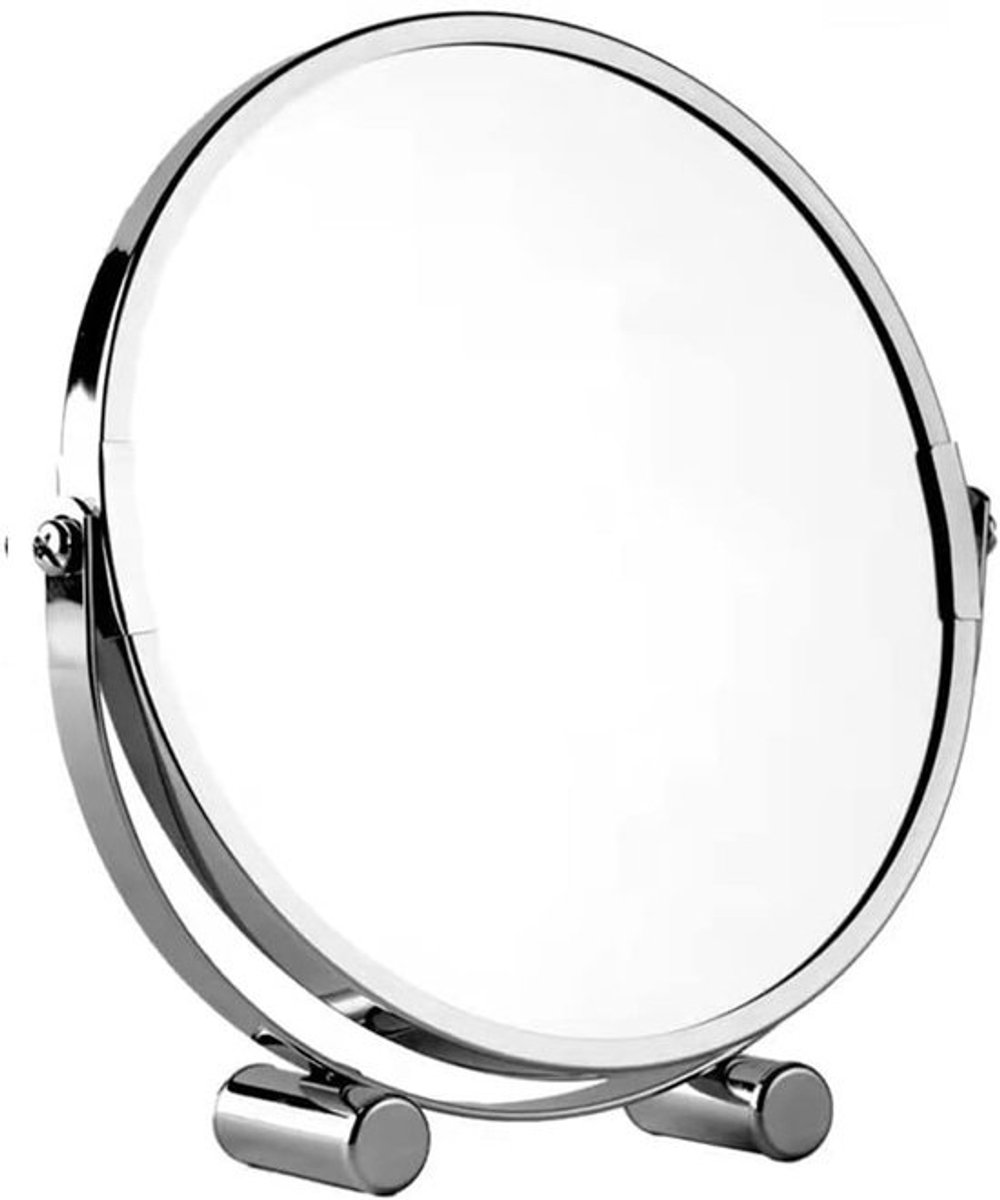 Make-up spiegel - Tafelspiegel draaibaar - Dagelijkse verzorging - Dubbelzijdig 3x vergroting - 17cm diameter - Zilverkleurig