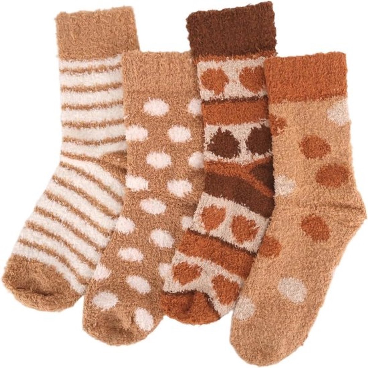 4 Paar Warmste Knuffelsokken voor Dames - Koraalfleece, Maat 39-42, Schattige Ontwerpen voor Huis en Slaap