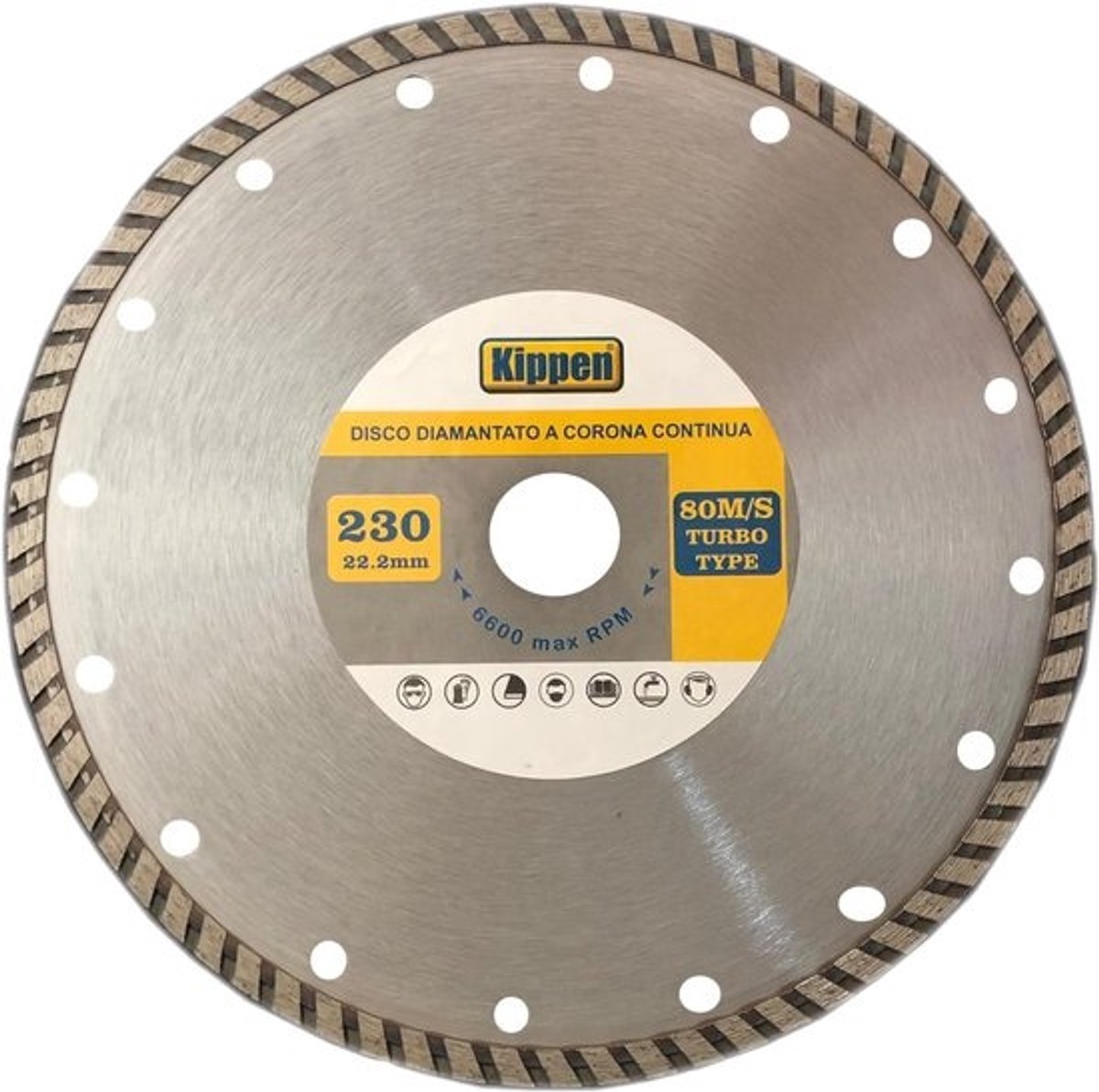 Diamantschijf Turbo - Doorslijpschijf - Snel Snijden - Doorlopende Kroon - 230 mm - Grijs