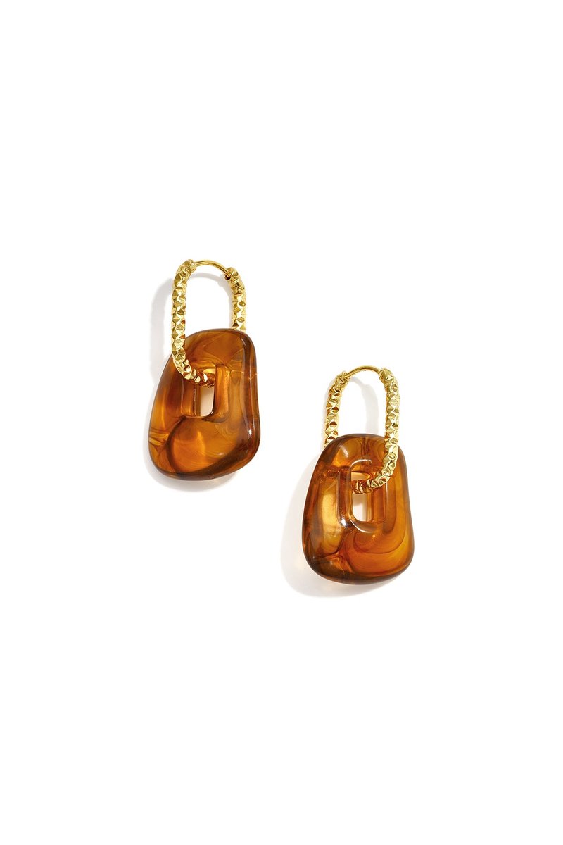 Kyara - Druppel Oorbellen - Amber - Stainless Steel - - Amber