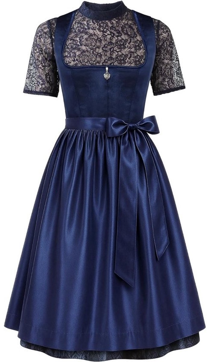 Traditionele Dirndl voor Dames - Blauwe Tiroolse Klederdrachtjurk Driedelige Set