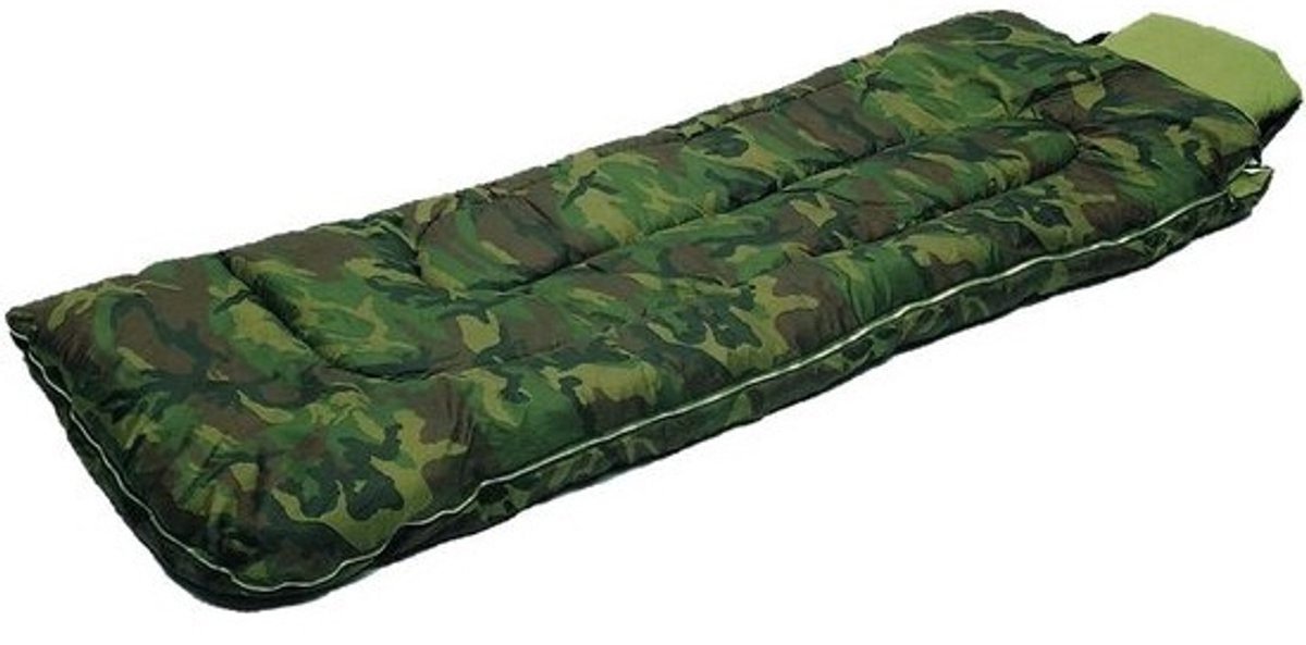 Comfortabele Slaapzak in Bos Camouflage met Vast Verstelbaar Kussen