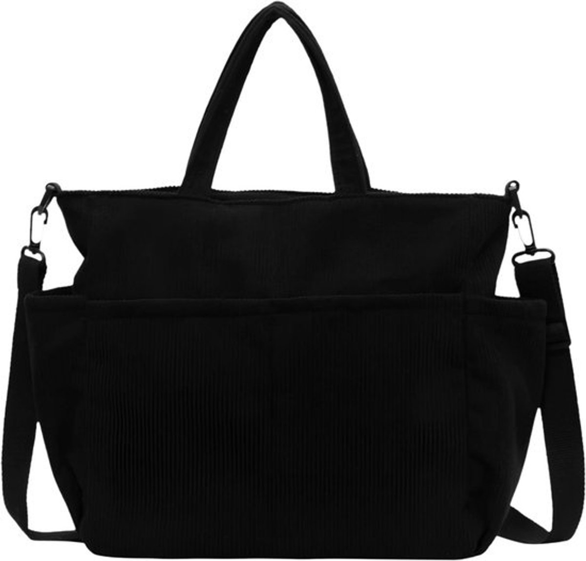 Grote Corduroy Shopper Tas Dames - Draagtas XL met Rits & Crossbody Optie