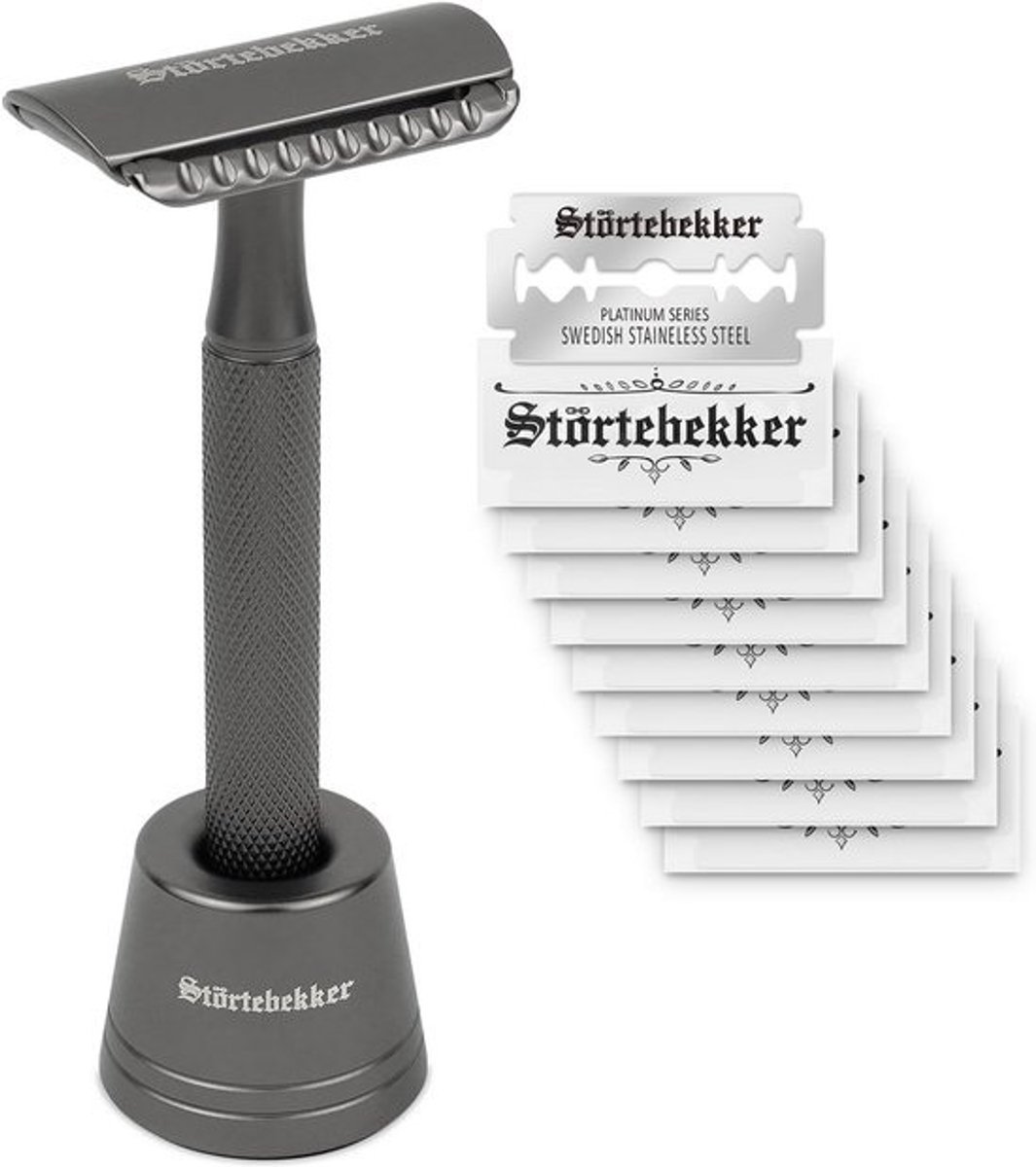 Premium Scheerstandaard en Scheermes Set - Elegante Matte Look, Antislip Handgreep - Scheerset voor Heren - Perfect Cadeauidee