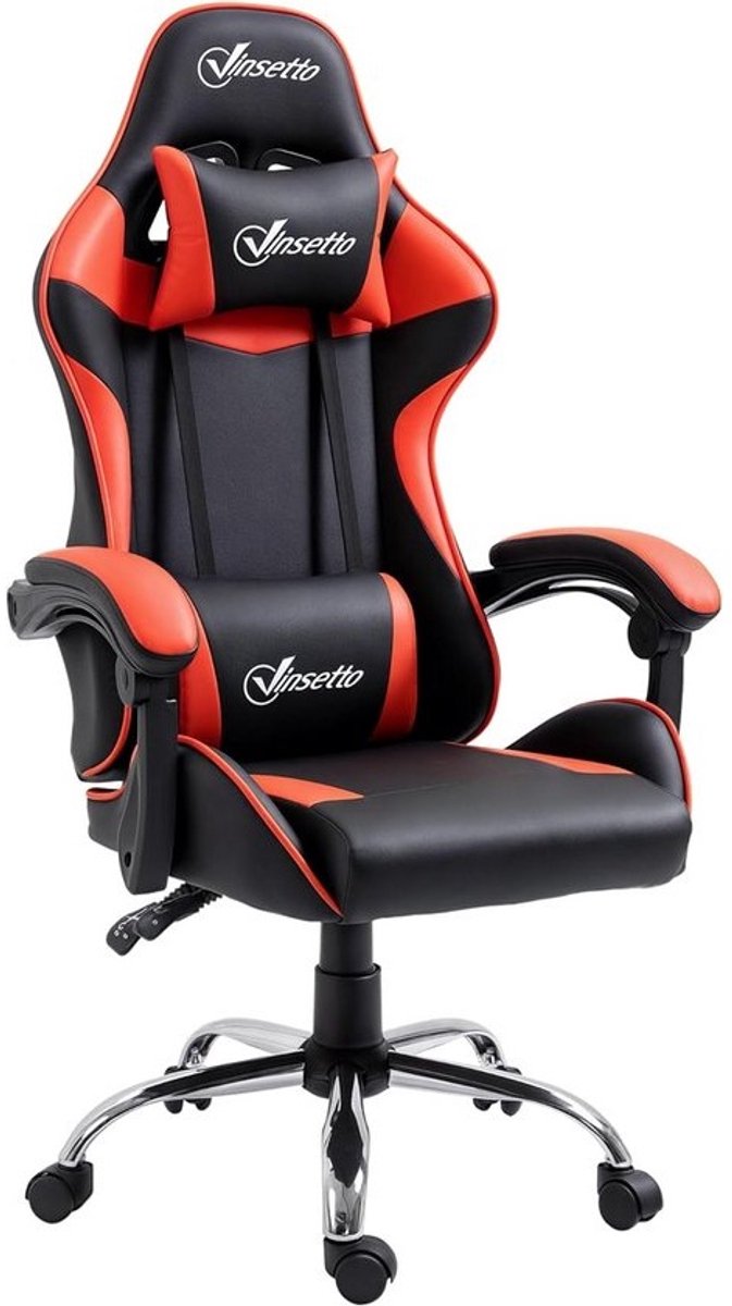 Ergonomische Gamingstoel met Hoofdsteun en Verstelbare Rugleuning tot 135 Graden - Zwart