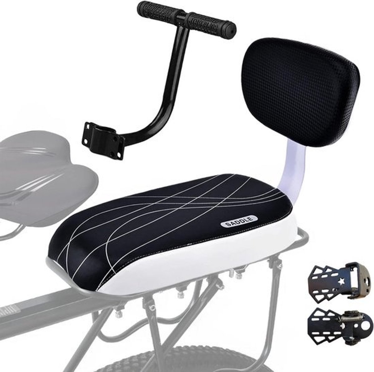 Universele Fiets Achterbank Set met Rugleuning en Armleuningen voor Kinderen en Volwassenen