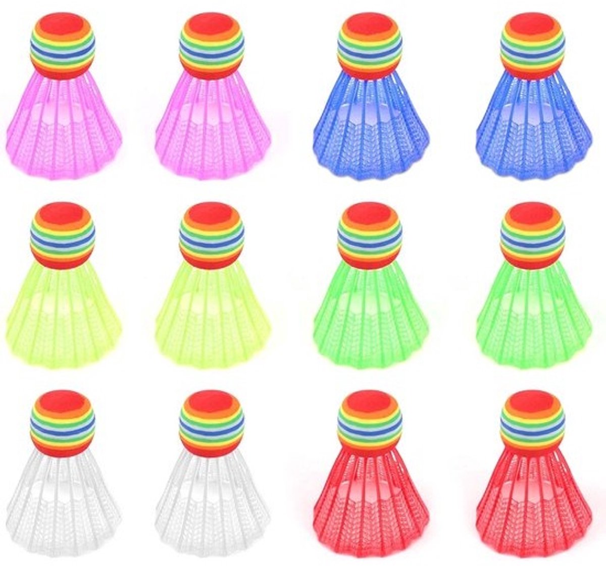 12 Stuks Nylon Badminton Knikkebeentjes Kleurrijk voor Binnen en Buiten