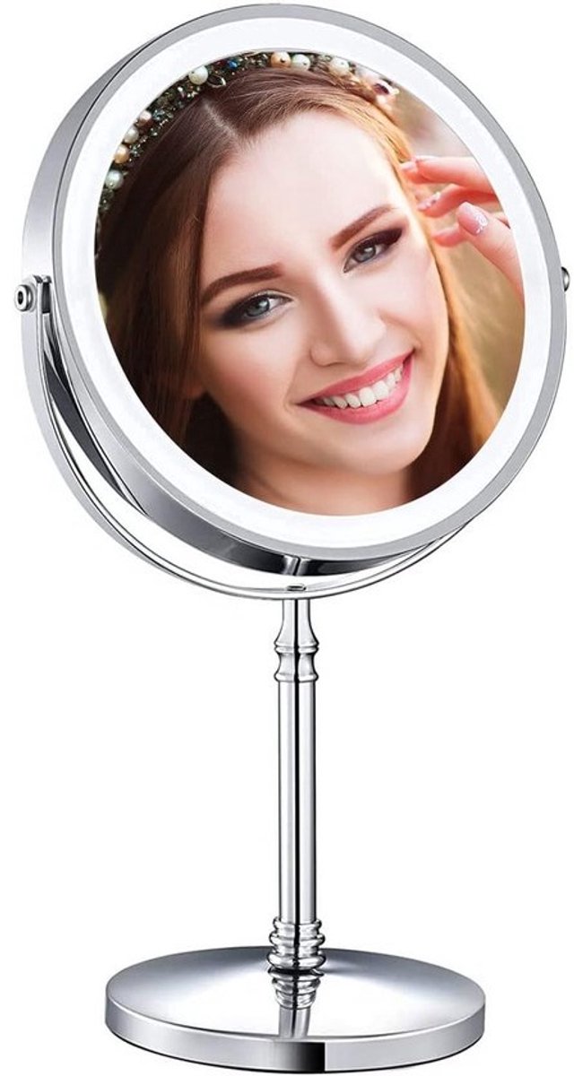 Vergrotende Make-up Spiegel met Dimbare LED Verlichting en Oplaadbare Batterij