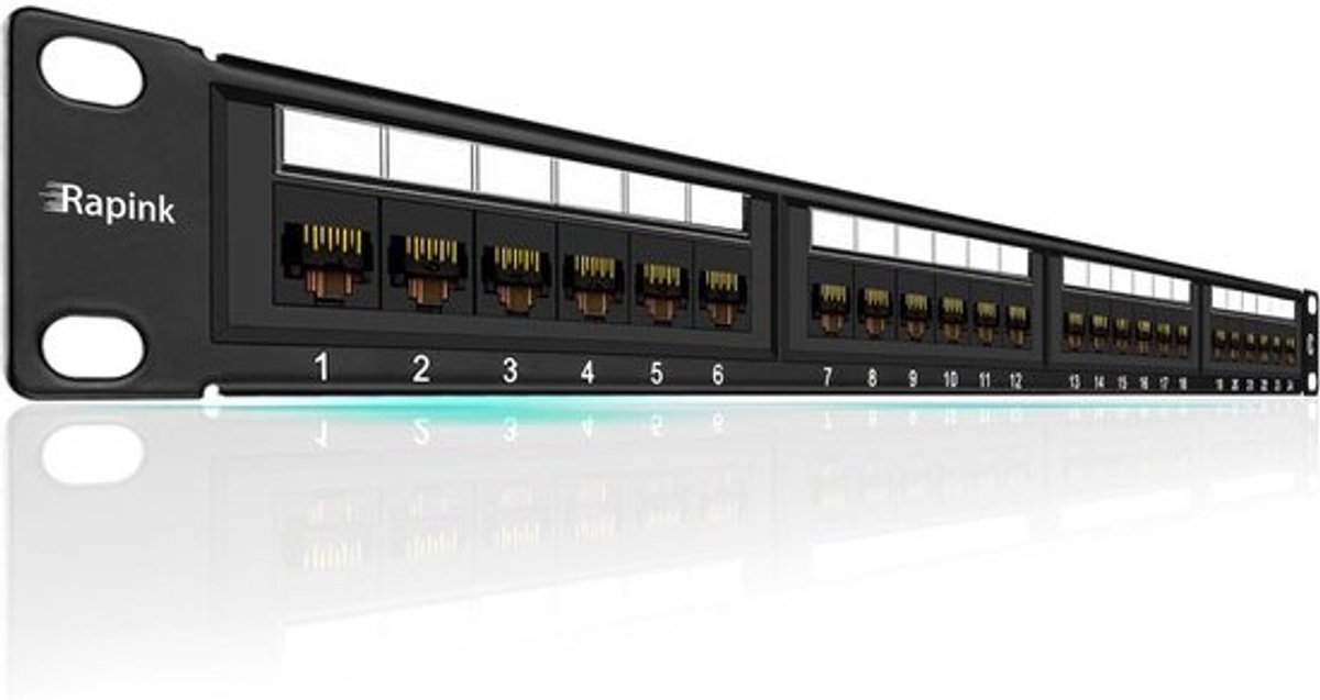 24-Poorts Cat6 Patchpaneel 10G Ondersteuning UTP 19-inch Netwerk