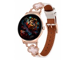 Hibousee Smartwatch voor Dames met Bluetooth Bellen, Gezondheid & Fitness Tracker – Stappenteller, Hartslagmeter, Slaapmonitor – iOS & Android - Incl 3 bandjes