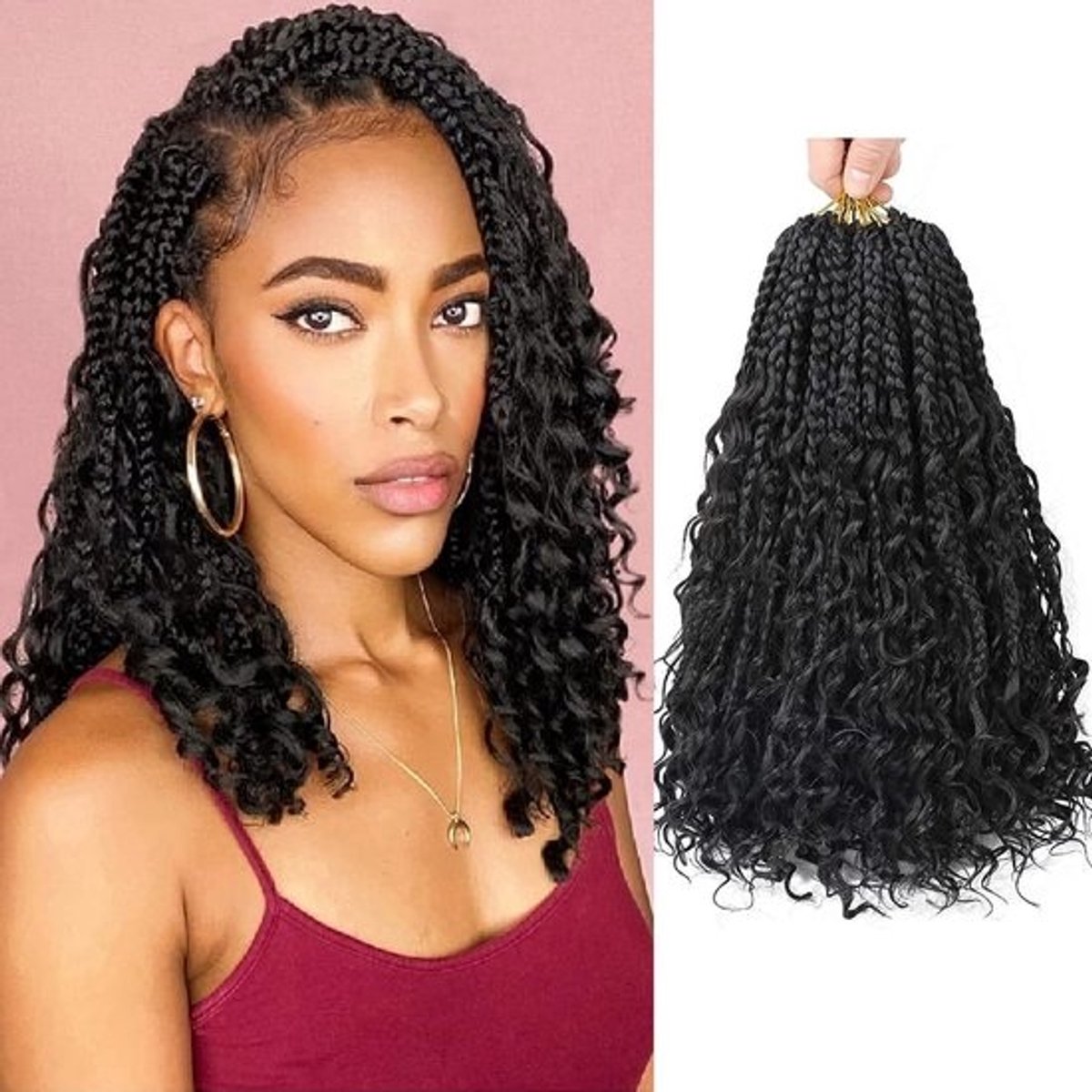 Goddess Box Braids Crochet Vlechten 14 Inch Haarverlenging Synthetisch voor Dames