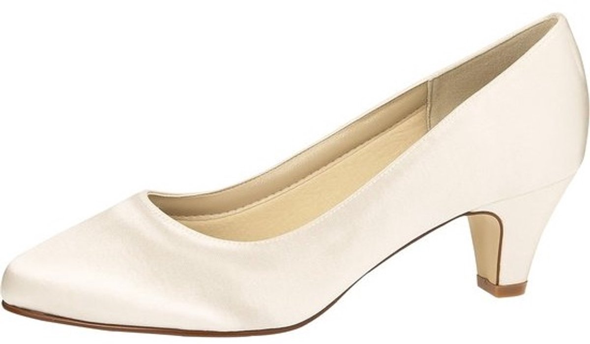 Elegante Bruidspump met Kant en Comfortabel Platform - Ivory of Wit