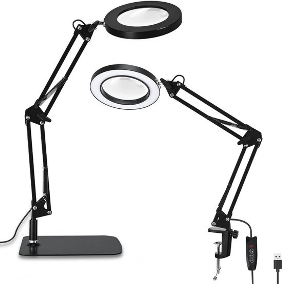 10x Vergrootglas met Licht en Standaard - 2-in-1 Bureaulamp met Traploze Dimming en Zware Basis