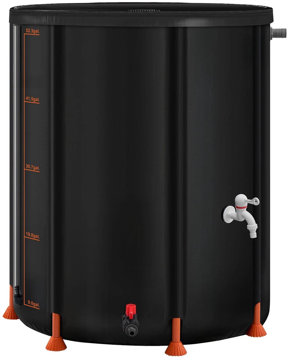 Damenzo - Regenton - Regenvat - Regenwaterton - Waterreservoirs - Inhoud 380 Liter - 78 × 78 × 120 cm - PVC - Zwart