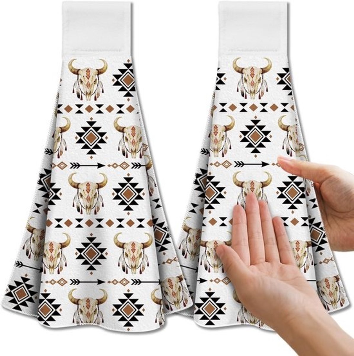 Set van 2 Ophangbare Keukendoeken Westelijk Patroon - Zacht & Super Absorberend Microvezel
