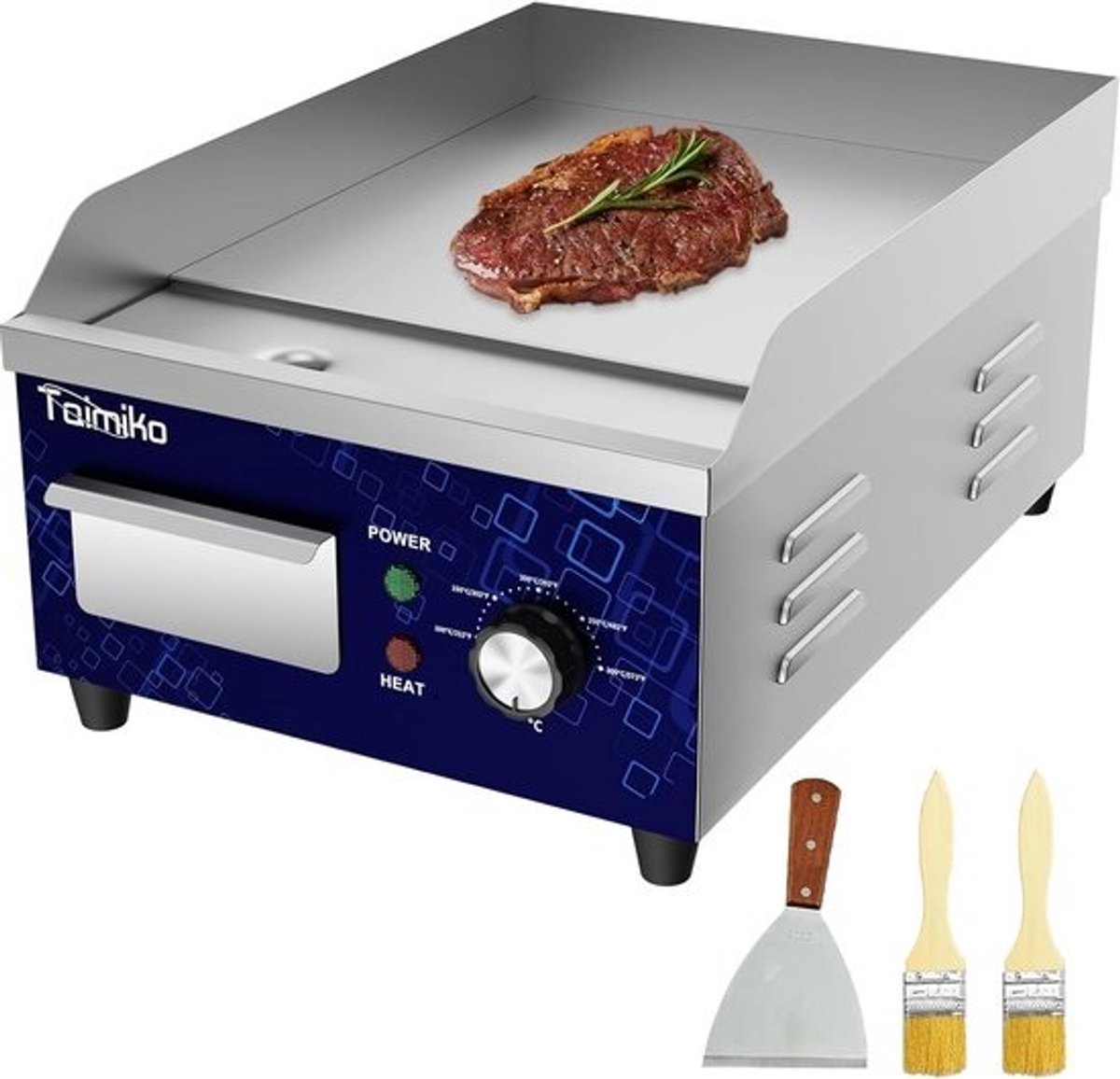 Professionele Elektrische Grillplaat met Gietijzeren Oppervlak en Nauwkeurige Temperatuurregeling 1700W