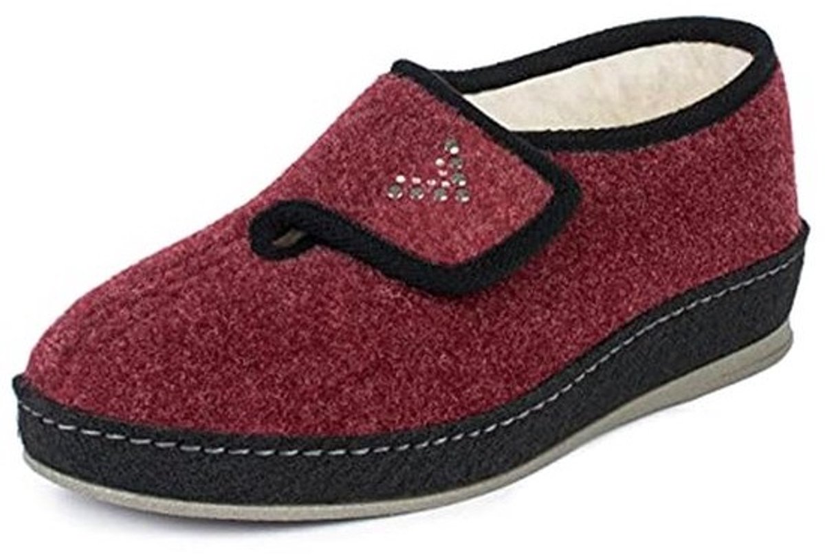 Comfortabele Dames Vilten Pantoffels met Klittenbandsluiting - Warm Gevoerd en Antislip