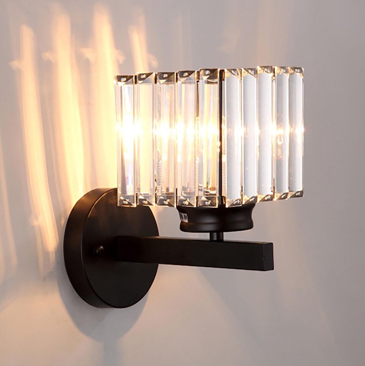 KZQ Retro Kristal Wandlamp Plafondlamp - E27 Fitting - Modern Zwart Vierkant - Voor Slaapkamer Woonkamer Hal - Zwart