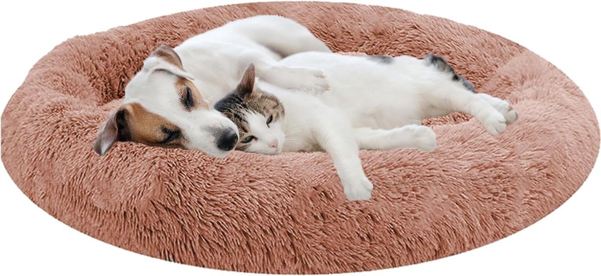 Donut Hondenmand - Rond Huisdierbed - Comfortabel Slapen - Zelfnivellerend - 80 cm - Roze