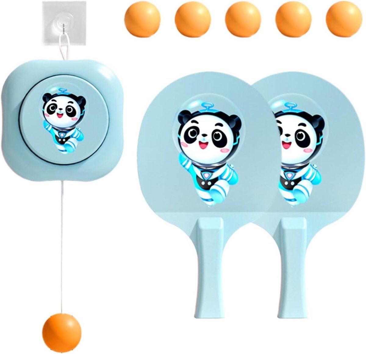 Ping Pong Trainer - Tafeltennis Set - Oefenen Binnen - Traceless Haak Ontwerp - 120 cm Snaar - Blauw