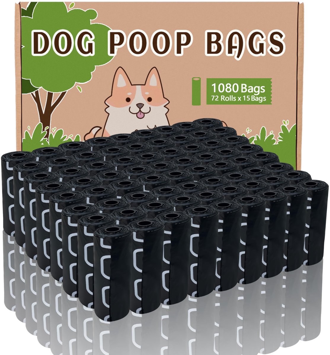 SnelShoppen - 1080 Hondenpoepzakjes, Zwart, 31x22cm, PE, 72 Rollen, Draagbare en Sterke Poepzakjes voor Honden, Ideaal voor Wandelen en Buitenavonture