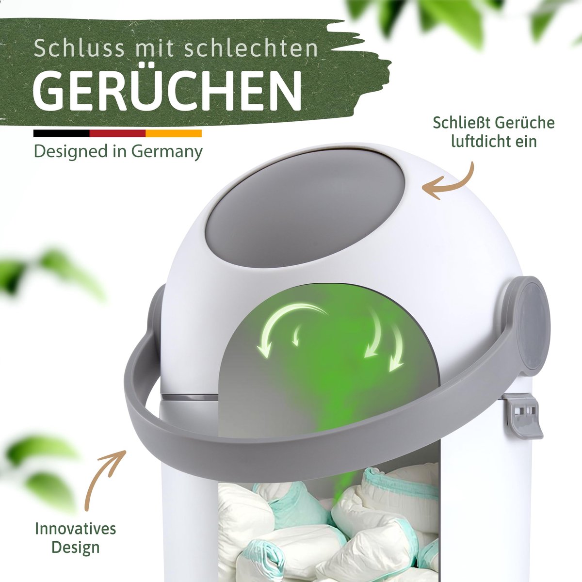 SnelShoppen - Forche Luieremmer voor baby's, geurloos, zonder dure navulpatronen, ideaal voor thuis en onderweg, makkelijk in gebruik, hygienisch en c