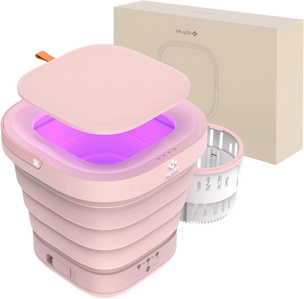 Draagbare Wasmachine Mini Wasmachine Opvouwbaar Snel Wassen Met Centrifuge Functie 9 Liter Roze