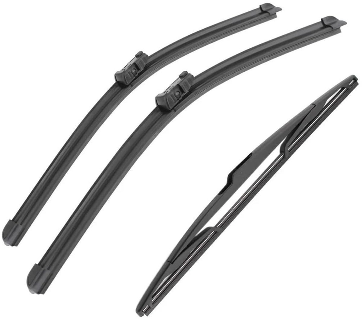 SnelShoppen - Ruitenwisserset Peugeot 208 2012-2017, voor en achter, 26 inch / 16 inch / 14 inch met 19 mm push-button adapter, aerodynamisch en duurz